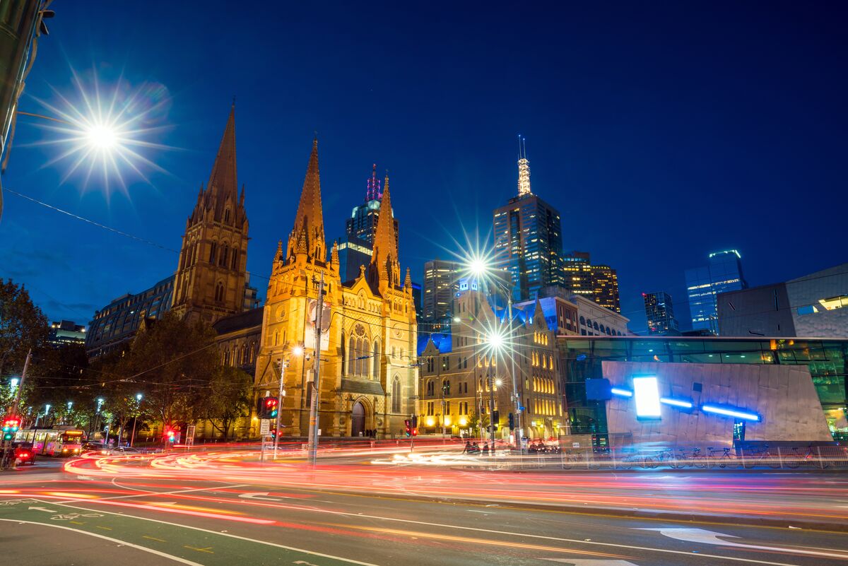 Melbourne CBD at twilight near St Pauls Cathedral, served 24/7 by Quick Maxi Cab